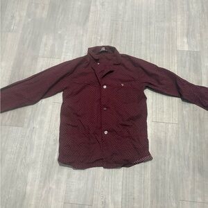 Vintage Christian Dior Le Connaisseur Mens PJ Pajama Button Shirt Top Burgundy